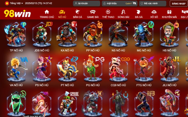Các danh mục cá cược 98Win